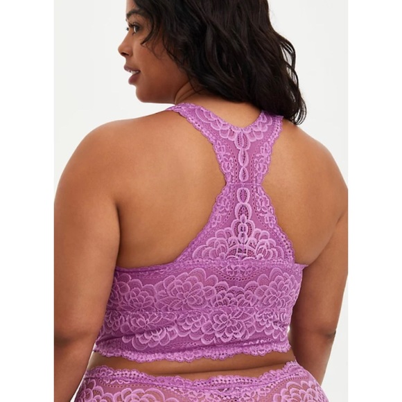🆕 Lavender Lace Racerback Bralette 2X 18 20 NWT - Picture 4 of 8